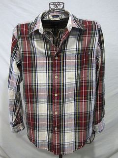 Mens GAP Red/Multi Plaid Flannel Long Sleeved Button Front Shirt