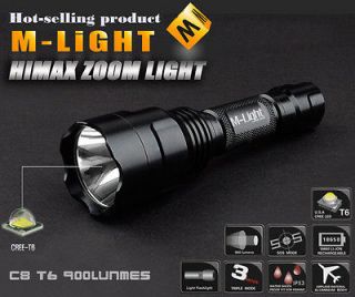 LIGHT High Brightness CREE T6 LED Flashlight rechargeable Torch