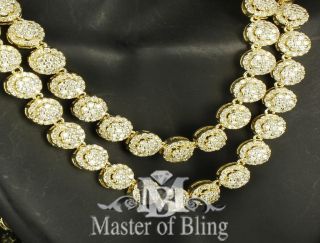 GOLD FINISH ICED OUT FLOWER CHAIN CELEBRITY RAPPER STYLE JEWELRY