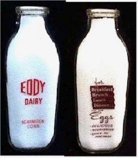 Milk Bottle   Square Quart   Eddy Dairy, Newington, Conn.