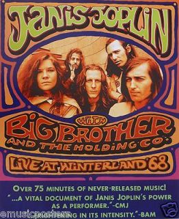 & BIG BROTHER LIVE AT WINTERLAND 68 US PROMO POSTER CLASSIC ROCK