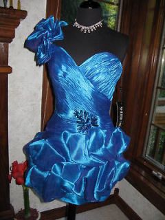 Sherri Hill 2330 Peacock Blue Bubble Dress 6
