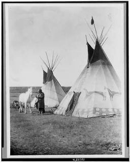 Blackfoot tipis,dwelling s,houses,horse ,Sihasapa Indians,Great Plains