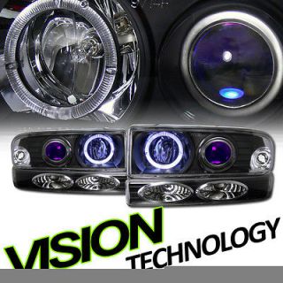 4pc 98 05 Blazer/S 10 Pickup Black Halo Projector Head Lights+Front