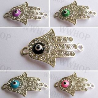Hand of God Evil Eye Crystal Connectors beads for Macrame Bracelet