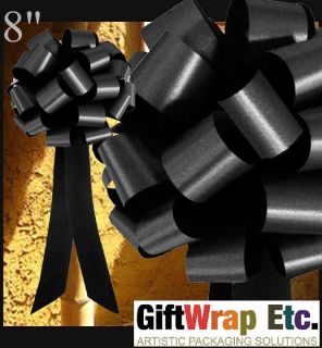 10 BLACK PULL BOWS GIFT PEW TABLE CHAIR WREATH DECORATIONS WEDDING