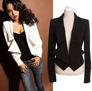 Women Ladies Large Notched Lapel Fitted Formal Suit Blazer Jacket