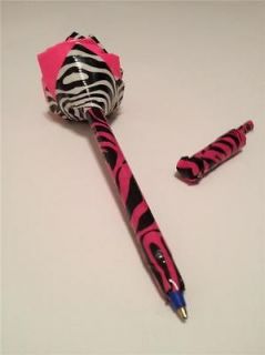 Duct Tape Black Pink White Rose Style Flower Ball Point Pen Blue Ink