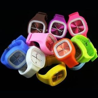wholesale 10pcs new Unisex Jelly Candy Sports Quartz Wrist Watch