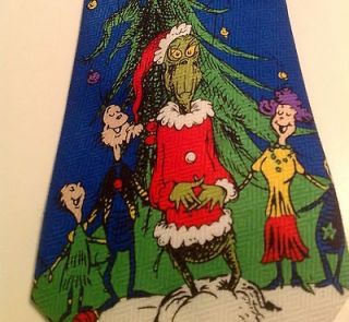Grinch Christmas Necktie Dr Seuss Holiday Tie Whoville Carolers How