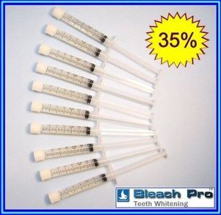 10 Tooth Whitening Gel Syringes Teeth Bleaching 35% Strength Free