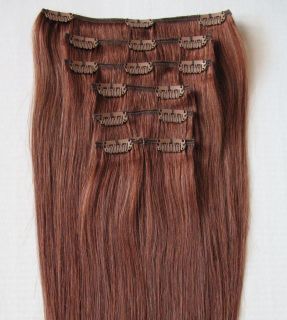 CLIP ON THICK HAIR EXTENSIONS ALL LENGTHS #33 RED AUBURN 160 GRAMS