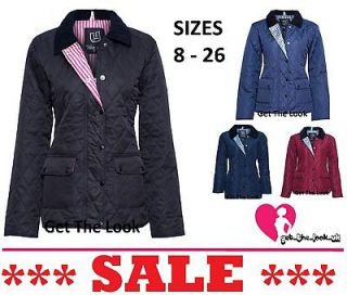 / Ladies Quilted Padded Coat / Jacket Button Zip Size 8 10 12 14