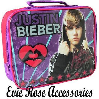 Bieber Purple & Pink School School Packed Lunch Insulated Box Bag