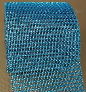 Meters Turquoise Blue Sparkle Rhinestone Crystal Diamond Mesh Wrap