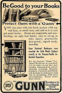 1915 Ad Gunn Sectional Bookcases Gold Medal Furniture   ORIGINAL