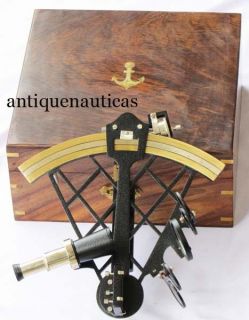 Collectable Brass Black Powder Coated Nautical 10.5 Sextant With