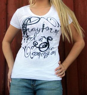 Large Cowgirl Clothing Western Burn Out Tee T Shirt Sin Coming Famous