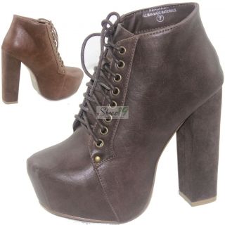 Up Cuban Chunky Heel Platform Spike Stud Punk Ankle Bootie Boot Shoes