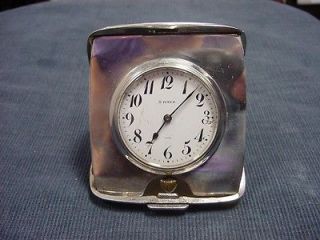 Antique Sterling Silver Vintage 8 Days Swiss Travel Clock