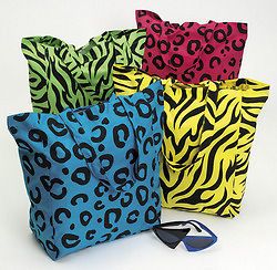 12 Fabric ANIMAL PRINT TOTE BAGS wholesale FREE SHIP party bags
