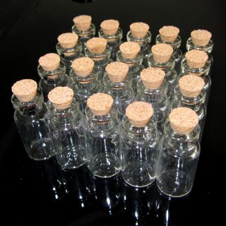 Lot 20 Pcs 16x32mm Tiny Small Clear Cork Glass Bottles Vials 1.8ml