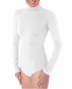 Team & Dance Turtleneck Leotard Bodysuits White or Black – XS M L XL