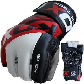 RDX Leather Gel Tech MMA UFC Grappling Gloves Fight Boxing Punch Bag Y