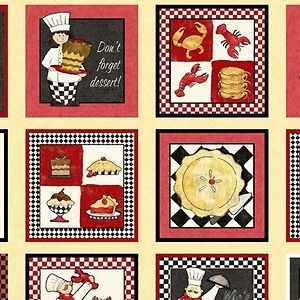 Chefs International Cotton Fabric  Hunger dessert Block South Sea