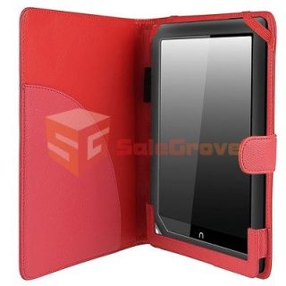 Red Folio PU Leather Case Cover Skin For B&N Nook HD+ 9 Inch Tablet