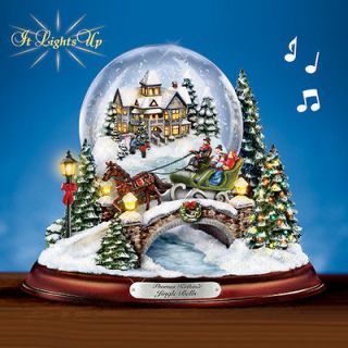 THOMAS KINKADE Jingle Bells Illuminated MUSICAL Snowglobe LIGHTS UP