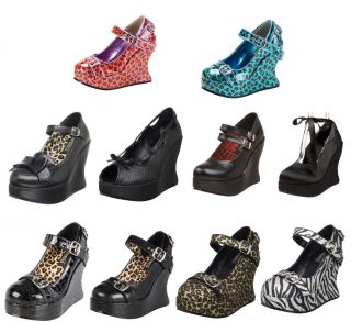 Demonia BRAVO Womens Gothic Wedges Platform Shoes 10 Colors