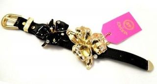 Genuine Versace H&M Black Flower Leather Bracelet