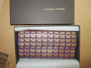 Bottega Veneta purple w/ gold metallic butterflies leather clutch