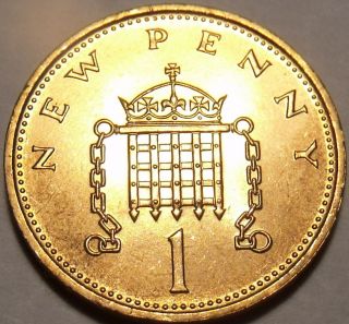 BRILLIANT UNC GREAT BRITAIN 1971 NEW PENNY~1ST YEAR EVER MINTED~FREE