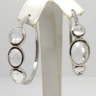 Designer Charles Garnier Paris 3 Clear Quartz Hoop Solid Sterling