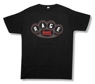 RAGE AGAINST THE MACHINE   BRASS KNUCKLES BLACK T SHIRT   NEW ADULT