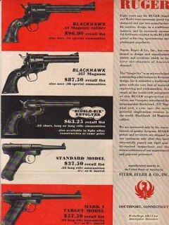 1957 Ruger Blackhawk .44 .357 Single Six Mark I 50s Gun Ad