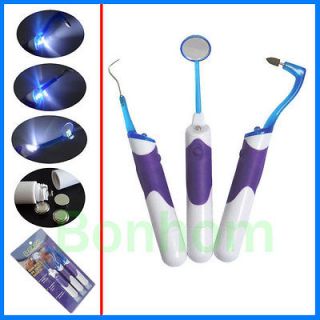 pcs/set LED Oral Kit   Dental Mirror + Plaque Remove + Tooth Stain