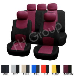 Flat Cloth Car Seat Covers W. 5 Headrests Burgundy (Fits: Kia Soul