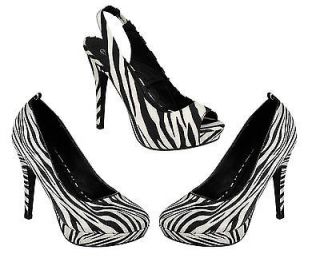 Women High Heel Shoes Zebra Satin Upper Women Platform Dress Sandal