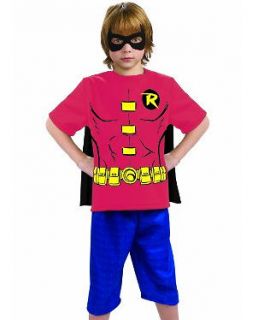 Childs Robin Justice League T Shirt Mask and Cape Costume Boys Large
