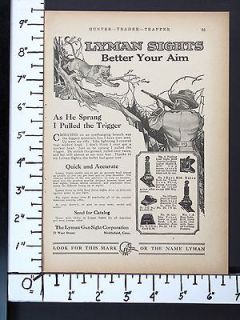1922 LYMAN GUN SIGHT Hunting Iron Rifle Sights magazine Ad mountain