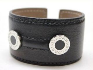 AUTHENTIC BVLGARI Twist Large Cuff Bracelet Bangle Black USED FREE