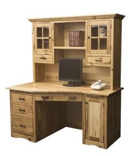 Computer Desk Hutch Solid Wood Home Office Rustic Furniture CPU
