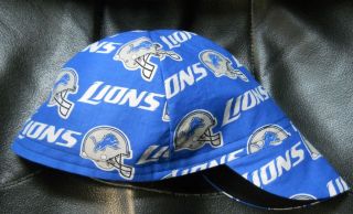 Welding Hat Fitter Made With Detroit Lions Fabric NEW