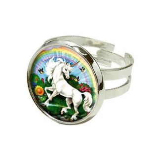 Unicorn   Fantasy   Silver Plated Adjustable Novelty Ring
