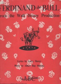 Ferdinand the Bull FROM THE WALT DISNEY PRODUCTION sheet music 1936