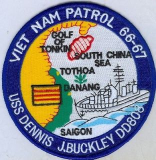 US NAVY PATCH   DD 808 USS DENNIS J. BUCKLEY   VIETNAM PATROL 66 67