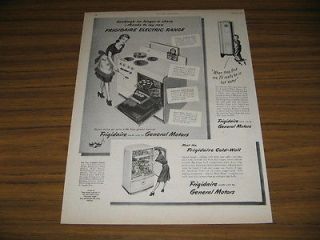 1947 Vintage Ad Frigidaire Electric Range,Refriger ator,Hot Water